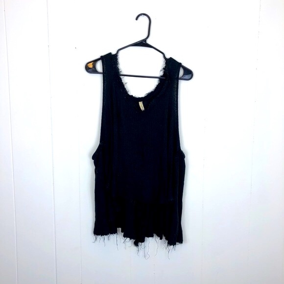 Free People Tops - Free People Waffle Knit Oversized Tank Sz S